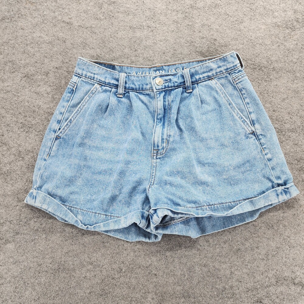 American Eagle Mom Shorts Womens 4 High Rise Blue Denim 27" Waist